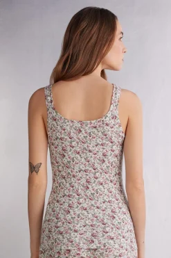 Haut de pyjama dÉbardeur en modal côtelÉ FLORAL ROMANCE