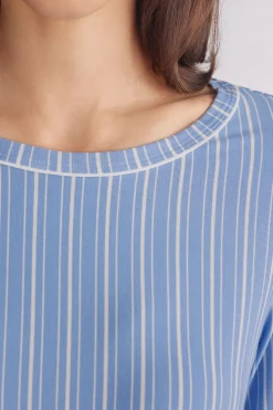 Haut de pyjama en modal à col bateau Oxford Stripes