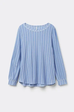 Haut de pyjama en modal à col bateau Oxford Stripes