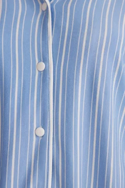 Haut de pyjama en modal ouvert devant Oxford à rayures