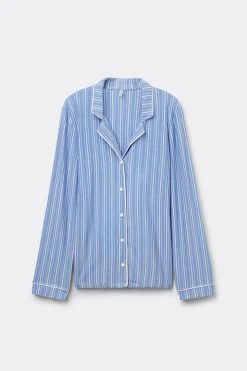 Haut de pyjama en modal ouvert devant Oxford à rayures