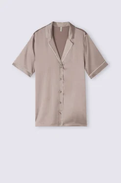 Haut de pyjama manches courtes en soie coupe homme