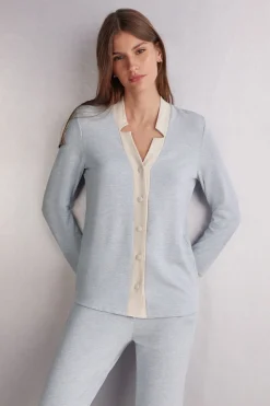 Haut de pyjama ouvert devant en modal avec laine COLD WINTER NIGHT