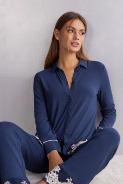 Haut de pyjama ouvert devant en modal PRETTY FLOWERS