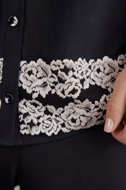 Haut de pyjama ouvert devant en modal PRETTY FLOWERS