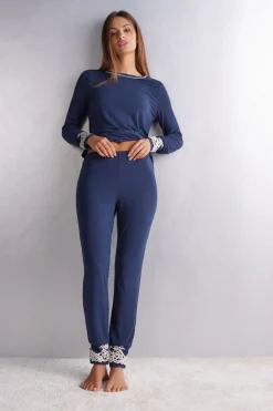 Pantalon avec chevilles resserrÉes en modal PRETTY FLOWERS