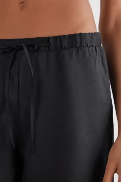 Pantalon long avec cordon de serrage en toile de lin
