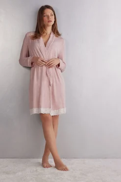 Peignoir en modal et dentelle