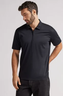 Polo à manches courtes avec zip en coton Premium mercerisÉ