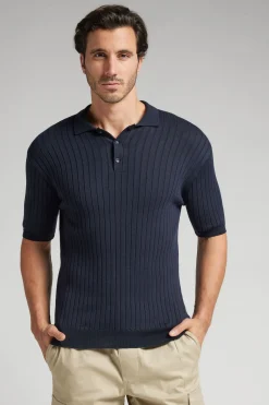 Polo manches courtes en maille de coton côtelÉ