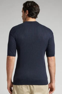 Polo manches courtes en maille de coton côtelÉ