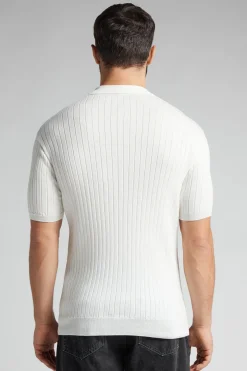 Polo manches courtes en maille de coton côtelÉ