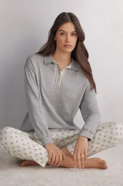 Polo manches longues en coton Superior DUSTY FLOWER
