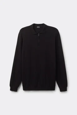Polo manches longues en maille avec zip