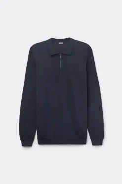 Polo manches longues en maille avec zip