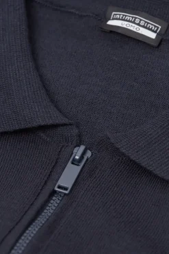 Polo manches longues en maille avec zip