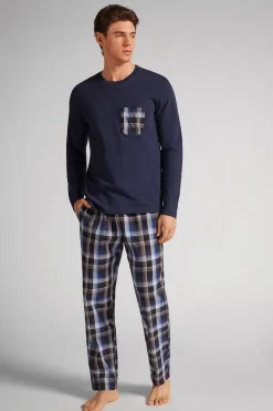Set de pyjama long en coton et toile à carreaux