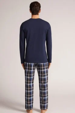 Set de pyjama long en coton et toile à carreaux
