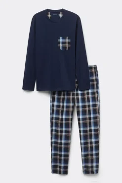 Set de pyjama long en coton et toile à carreaux