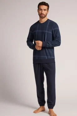 Set de pyjama long en tricot à carreaux