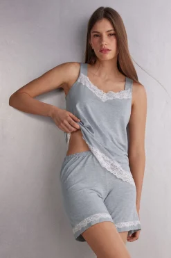 Short en modal et dentelle