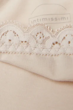 Shorty taille haute en coton et dentelle