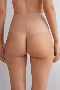 Shorty tanga taille haute en microfibre sans couture