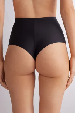 Shorty tanga taille haute en microfibre sans couture