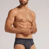Slip en coton Superior imprimÉ rayÉ bleu et gris