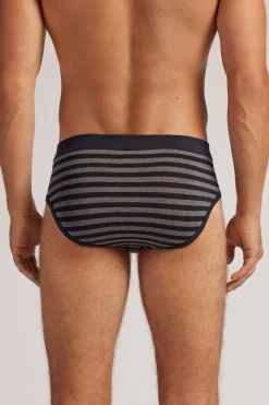 Slip en coton Superior imprimÉ rayÉ bleu et gris