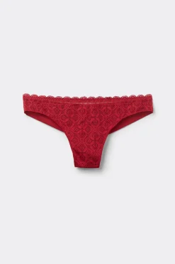 Tanga femme en dentelle et microfibre