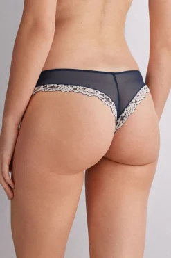 Tanga femme en dentelle florale