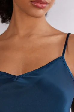Top en Satin de Soie avec Col en V