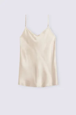 Top en Satin de Soie avec Col en V