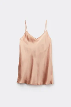 Top en Satin de Soie avec Col en V
