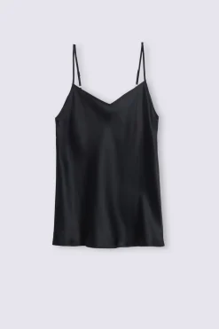 Top en Satin de Soie avec Col en V