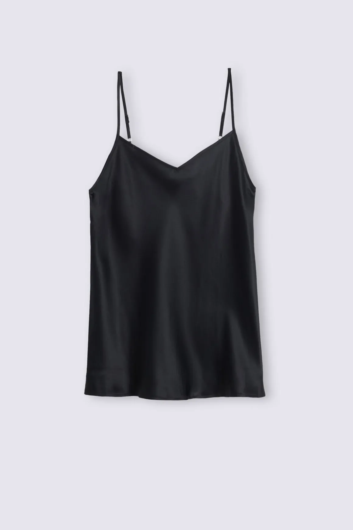 Top en Satin de Soie avec Col en V