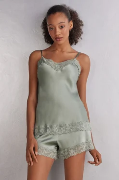 Top en soie et dentelle