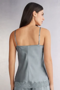 Top en soie et dentelle
