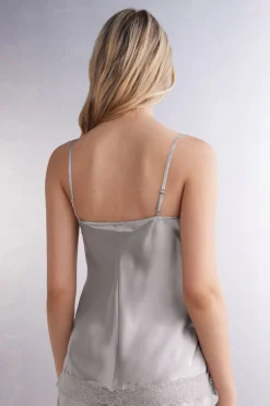 Top en soie et dentelle