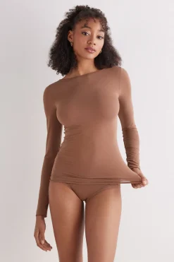 T-shirt à col bateau en coton THE SENSUAL COTTON