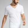 T-shirt à col en V en coton Premium mercerisÉ