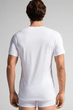 T-shirt à col en V en coton Superior ultra fin
