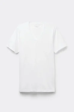 T-shirt à col en V en coton Premium mercerisÉ