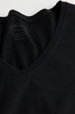 T-shirt à col en V en coton Superior ultra fin