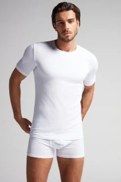 T-Shirt à Manches Courtes en Modal Cachemire