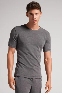 T-Shirt à Manches Courtes en Modal Cachemire