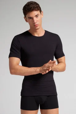 T-Shirt à Manches Courtes en Modal Cachemire