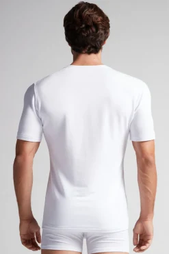 T-Shirt à Manches Courtes en Modal Cachemire
