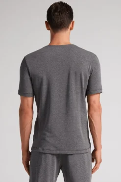 T-Shirt à Manches Courtes en Modal Cachemire